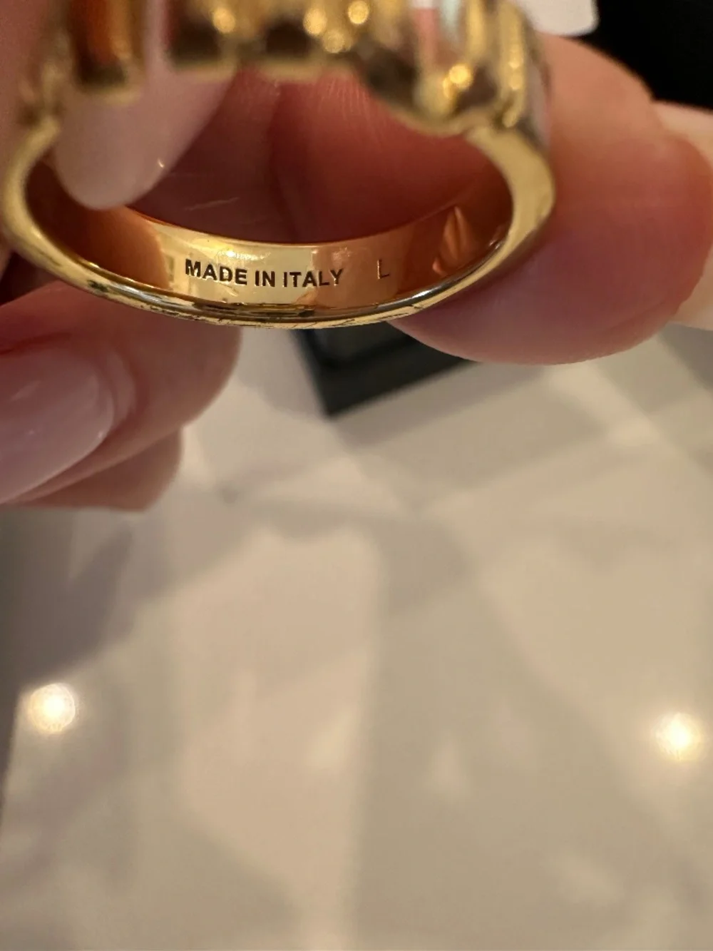 Miu Miu Pink Enamel & Gold Ring 100% Authentic